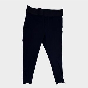 LOFT Petite Black Ponte Knit Elastic Waist Cropped Pants Women's LP